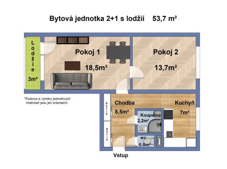 2d 2+1 nad aleji | Pronájem bytu, 2+1, 53 m²