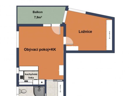 Pronájem bytu, 2+kk, 56,6 m²