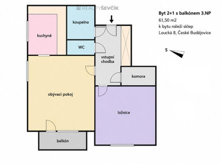 Pronájem bytu, 2+1, 61 m²