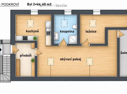Pronájem bytu, 2+kk, 60 m²