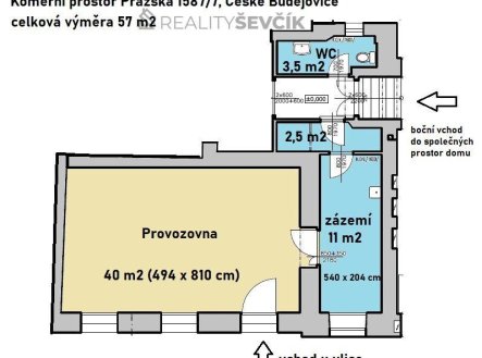 Pronájem obchodní prostory, 57 m²