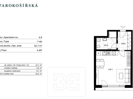 Pronájem bytu, 1+kk, 43 m²