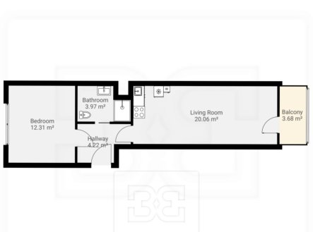 Pronájem bytu, 2+kk, 48 m²