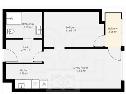 Pronájem bytu, 2+kk, 43 m²