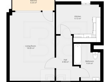 Pronájem bytu, 1+1, 43 m²