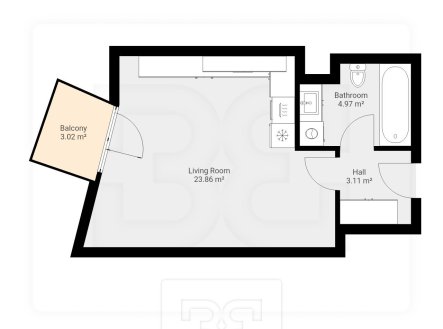 Pronájem bytu, 1+kk, 35 m²
