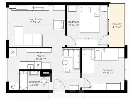 Pronájem bytu, 3+kk, 63 m²