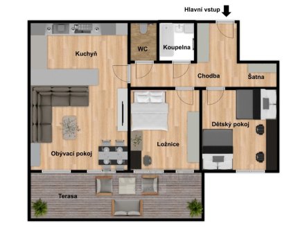 Prodej bytu, 3+kk, 72 m²