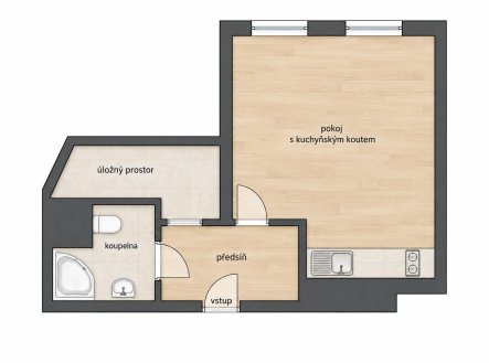 Pronájem bytu, 1+kk, 32 m²