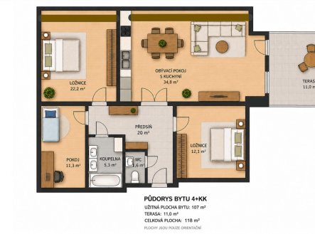 Pronájem bytu, 4+kk, 118 m²