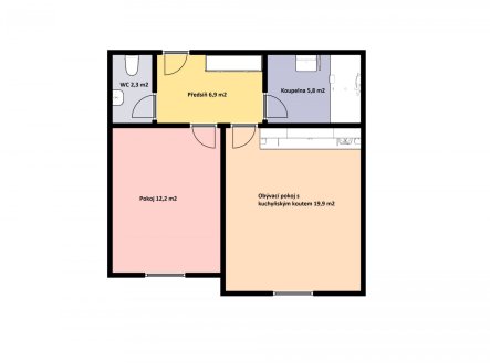 Pronájem bytu, 2+kk, 52 m²