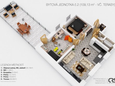 Pronájem bytu, 3+kk, 74 m²