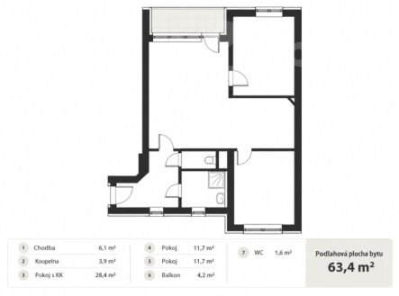 Prodej bytu, 3+kk, 63 m²