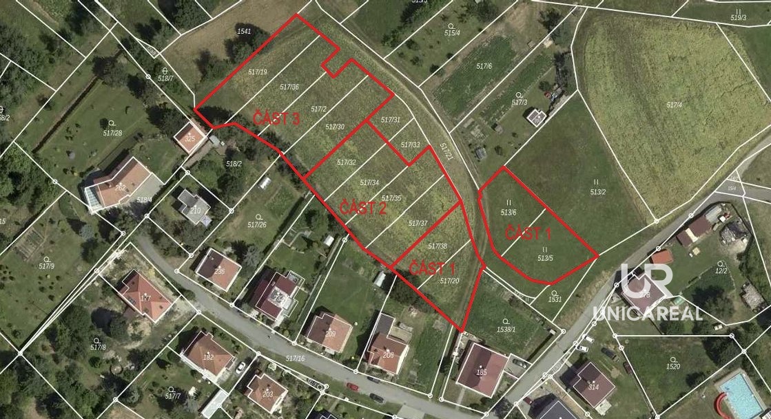 Snímek z katastrální mapy, developerský projekt, Benešov u Boskovic