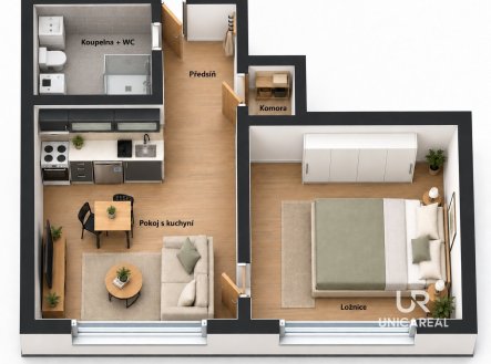 Pronájem bytu, 2+kk, 32 m²