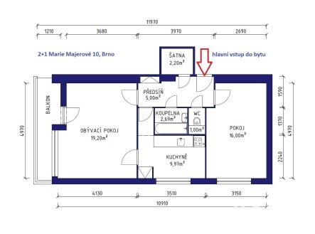 Prodej bytu, 2+1, 57 m²