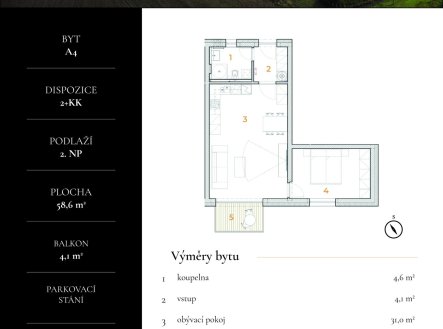 Prodej bytu, 2+kk, 62 m²