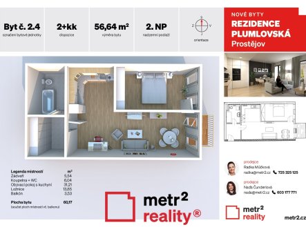 Prodej bytu, 2+kk, 60 m²