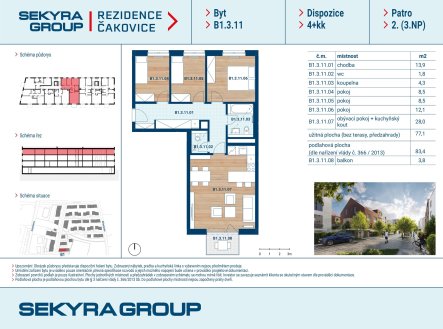 Prodej bytu, 4+kk, 77 m²