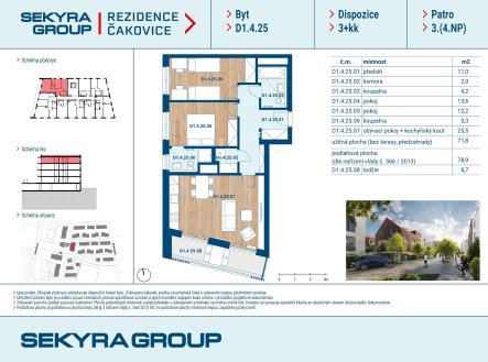Prodej bytu, 3+kk, 71 m²