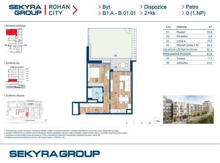 Prodej bytu, 2+kk, 55 m²