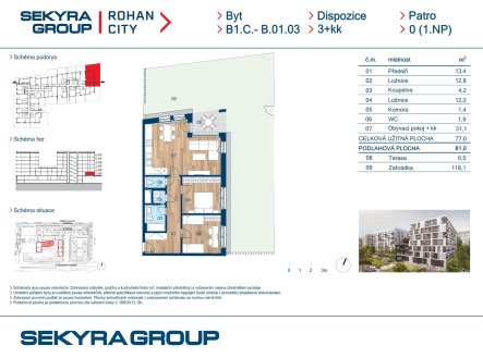Prodej bytu, 3+kk, 77 m²