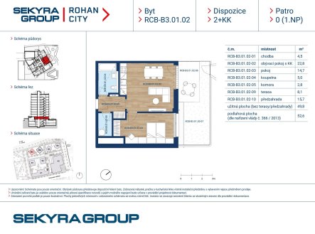 Prodej bytu, 2+kk, 49 m²