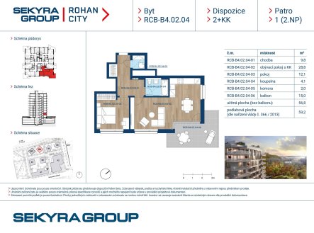 Prodej bytu, 2+kk, 56 m²