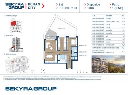 Prodej bytu, 3+kk, 81 m²