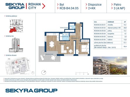 Prodej bytu, 2+kk, 57 m²