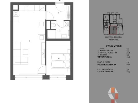 Prodej bytu, 2+kk, 46 m²