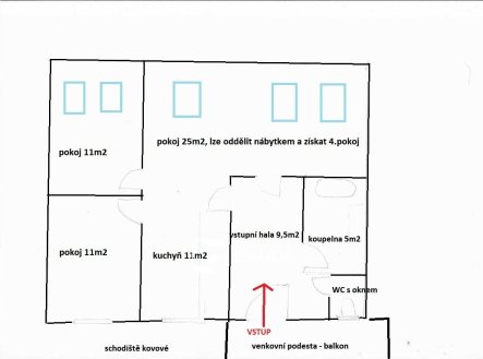 Pronájem bytu, 3+1, 77 m²
