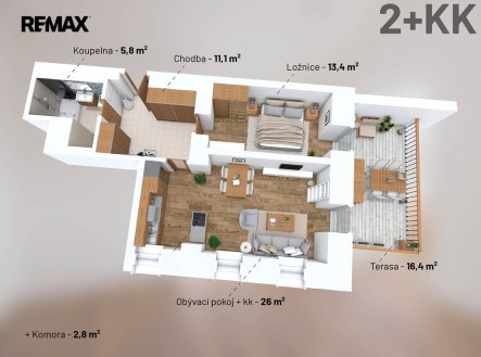 Prodej bytu, 2+kk, 75 m²