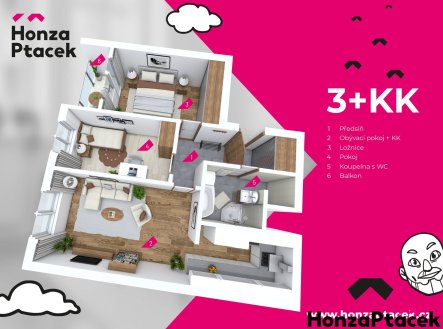 Prodej bytu, 3+kk, 69 m²