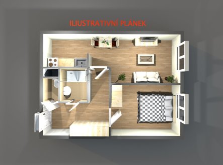 Pronájem bytu, 2+kk, 43 m²