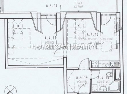 Pronájem bytu, 2+kk, 58 m²