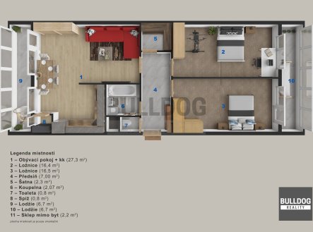 Pronájem bytu, 3+kk, 89 m²