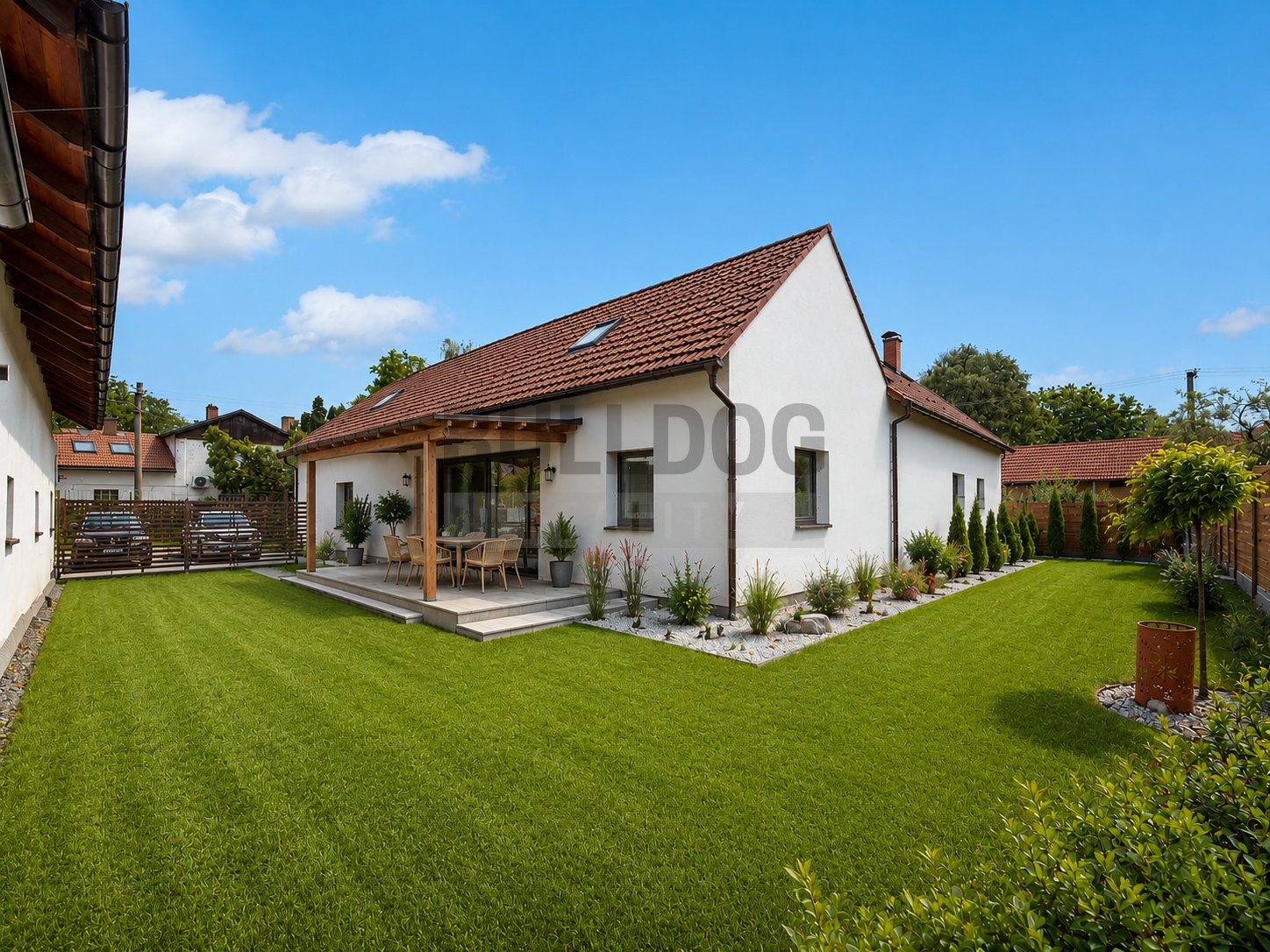 pohled na dům ze zahrady - vizualizace