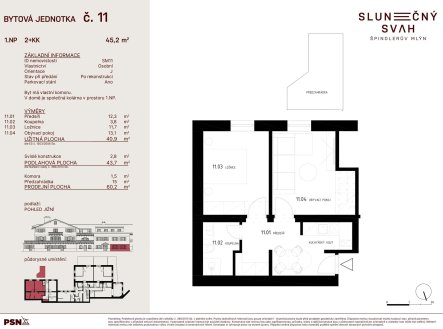 Prodej bytu, 2+kk, 45 m²