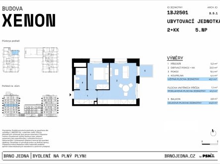 Prodej bytu, 2+kk, 44 m²