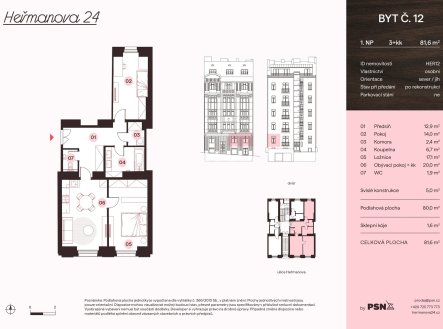 Prodej bytu, 3+kk, 82 m²