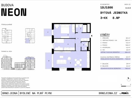 Prodej bytu, 3+kk, 79 m²