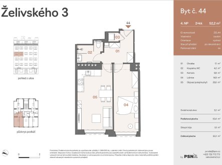 Prodej bytu, 2+kk, 52 m²