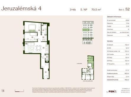 Prodej bytu, 3+kk, 71 m²