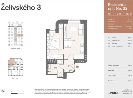 Prodej bytu, 2+kk, 43 m²