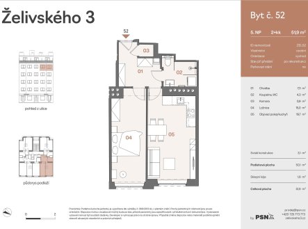 Prodej bytu, 2+kk, 52 m²