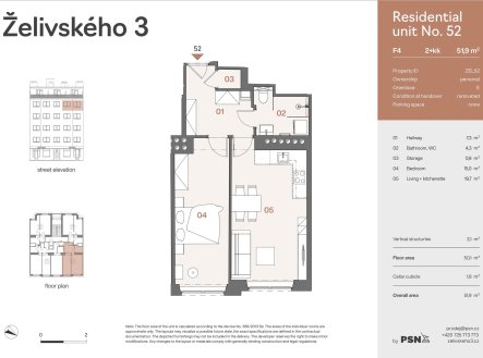 Prodej bytu, 2+kk, 52 m²