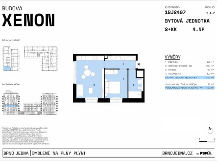 Prodej bytu, 2+kk, 45 m²
