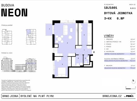 Prodej bytu, 3+kk, 77 m²