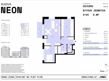 Prodej bytu, 3+kk, 80 m²